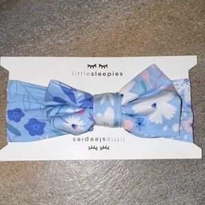 Little Sleepies Bamboo Blue Winter Floral Kids Bow Headband- NWT